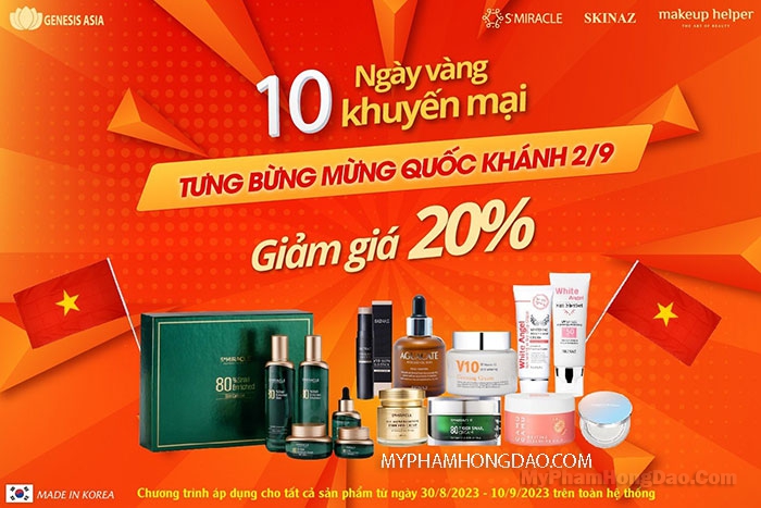 MỸ PHẨM SKINAZ HÀN QUỐC KHUYẾN MÃI LỄ QUỐC KHÁNH 2/9/2023