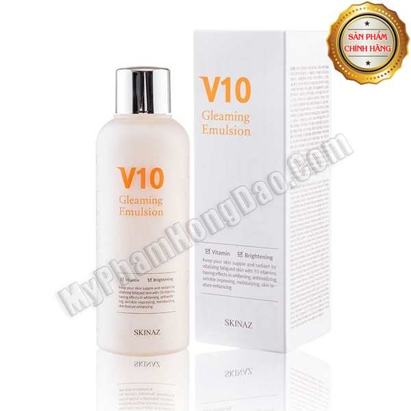 SỮA DƯỠNG TRẮNG DA V10 GLEAMING EMULSION SKINAZ HÀN QUỐC